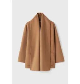 Totême Double Scarf Jacket Camel Size UK 10 for rent on The Volte - image 4