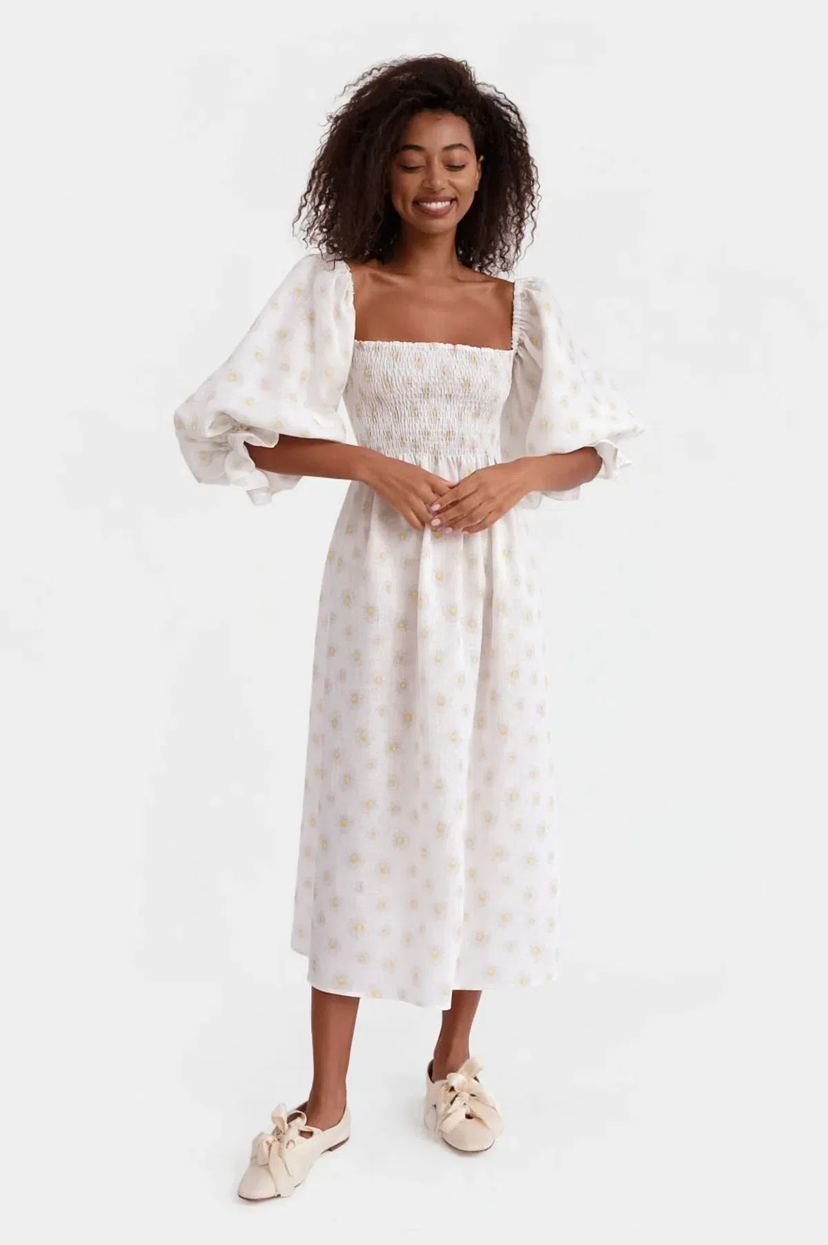 Sleeper Atlanta Daisy Midi Dress Floral Size S / UK 8 - Image 1