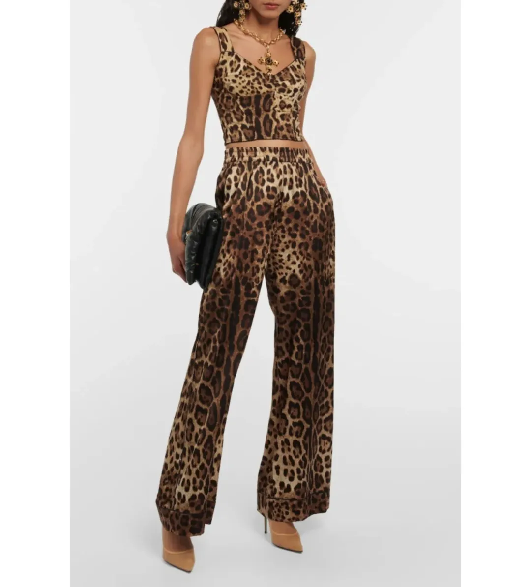 Dolce & Gabbana Leopard Silk Trousers UK 10 for rent on The Volte - main image