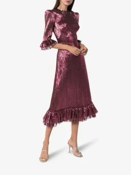 The Vampire's Wife The Falconetti Midi Dress in Berry Pink Size UK 12 for rent on The Volte - image 1