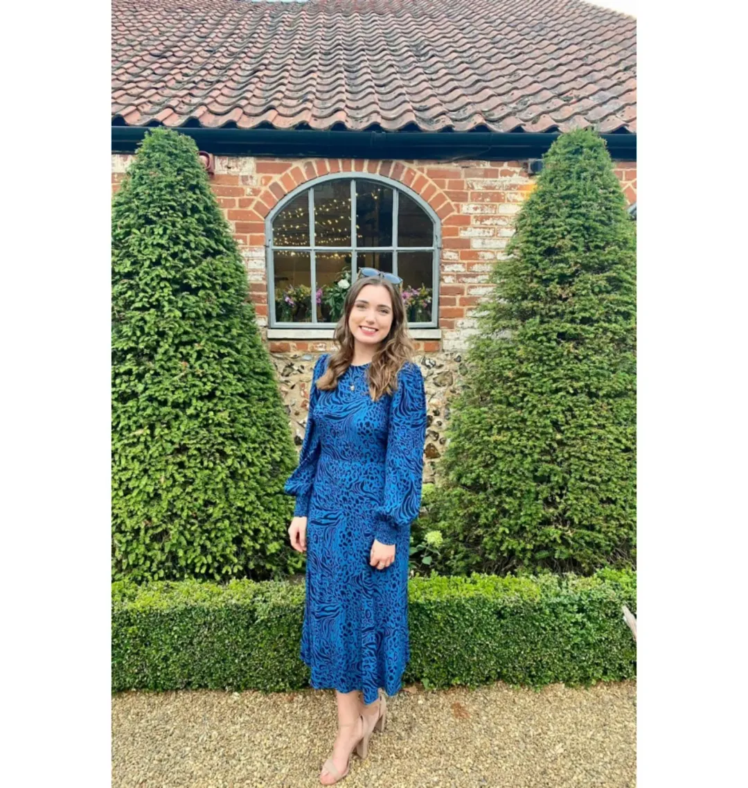 Reformation Allegra Vixen Dress Blue Size UK 12 for rent on The Volte - main image