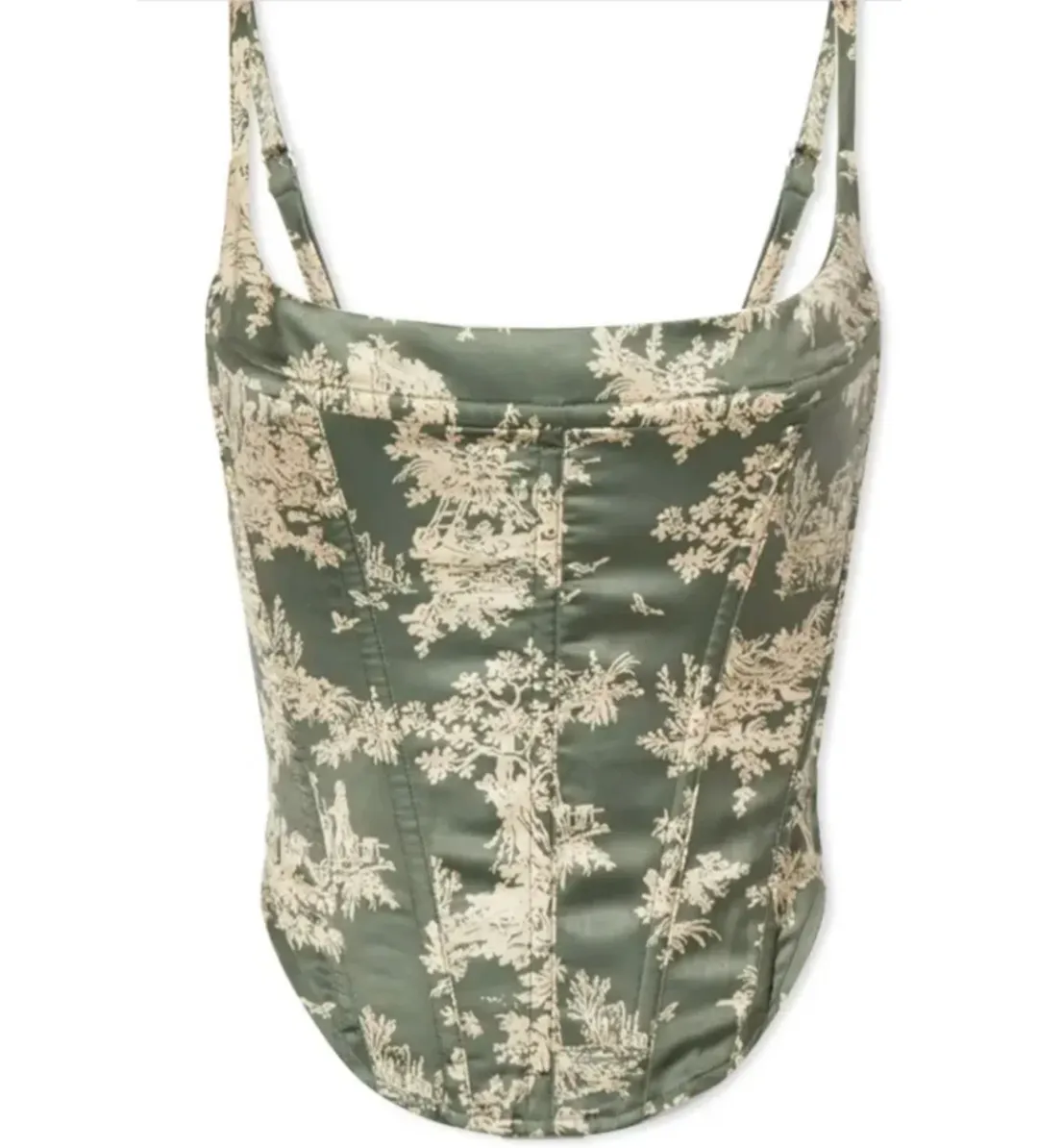 Miaou Venus Silk Corset Top Moss Size L/UK 12 for rent on The Volte - main image