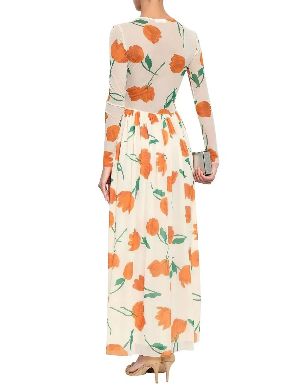 Ganni Tilden Mesh Maxi Dress Floral Size UK 12 for rent on The Volte - main image