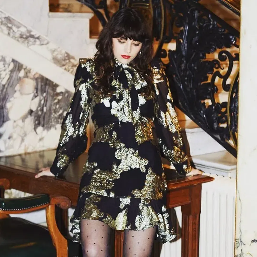 Queens of Archive Grace Mini Dress Black Multi Size UK 10 for rent on The Volte - main image