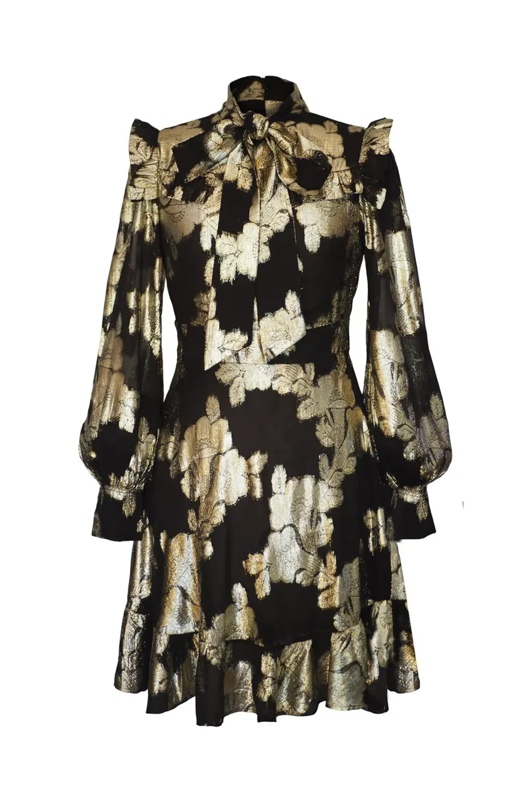Queens of Archive Grace Mini Dress Black Multi Size UK 10 for rent on The Volte - main image