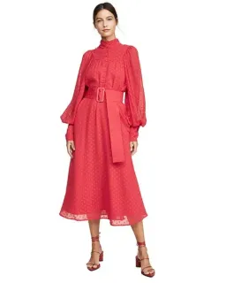 Rotate By Birger Christensen Number 37 Midi Dress Red Size UK 10 for rent on The Volte - image 1