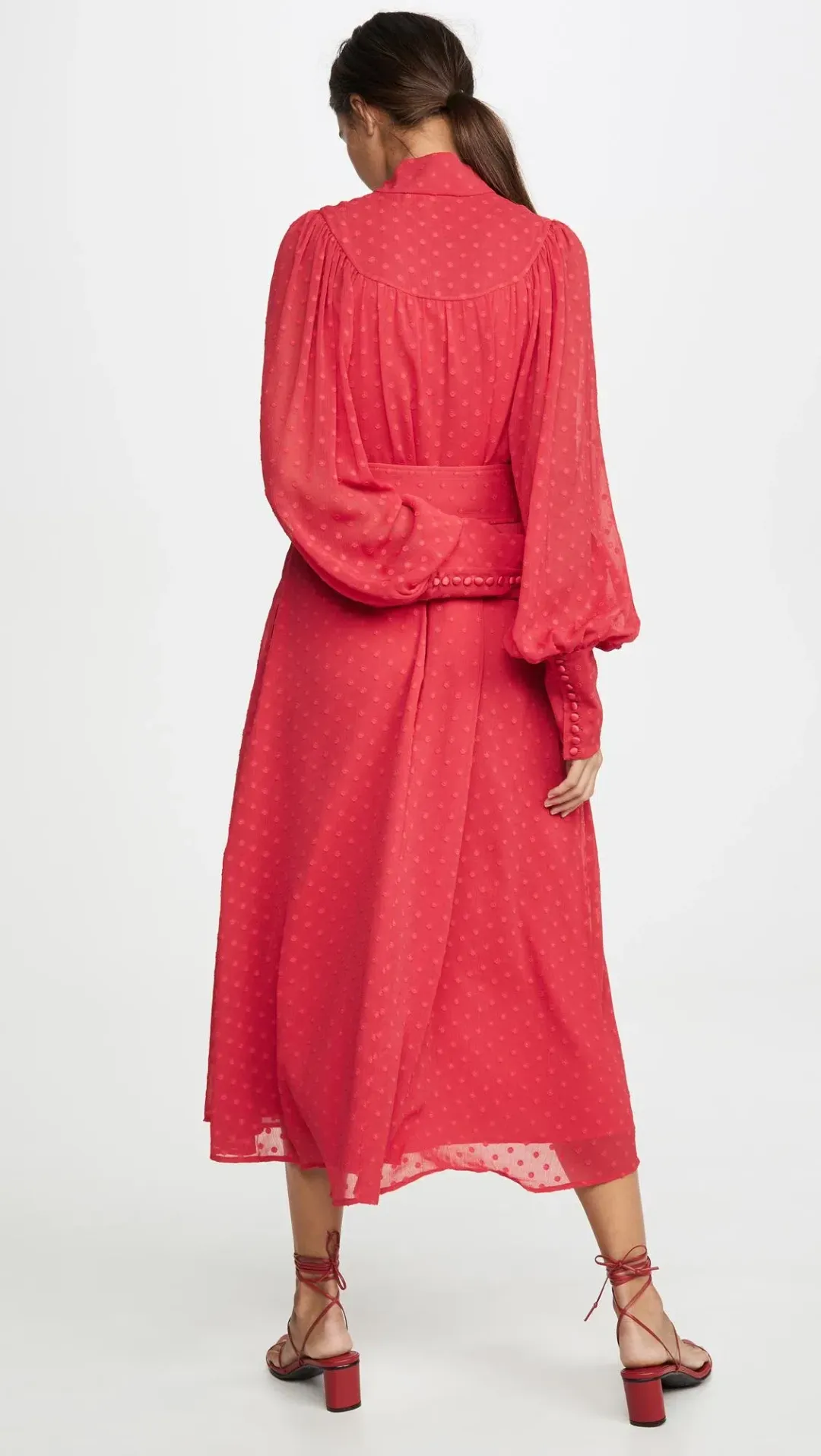 Rotate By Birger Christensen Number 37 Midi Dress Red Size UK 10 for rent on The Volte - main image