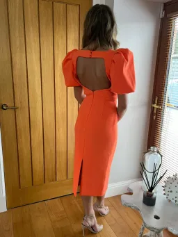 Rebecca Vallance Orange Backless Midi Dress UK Size 8 for rent on The Volte - image 2