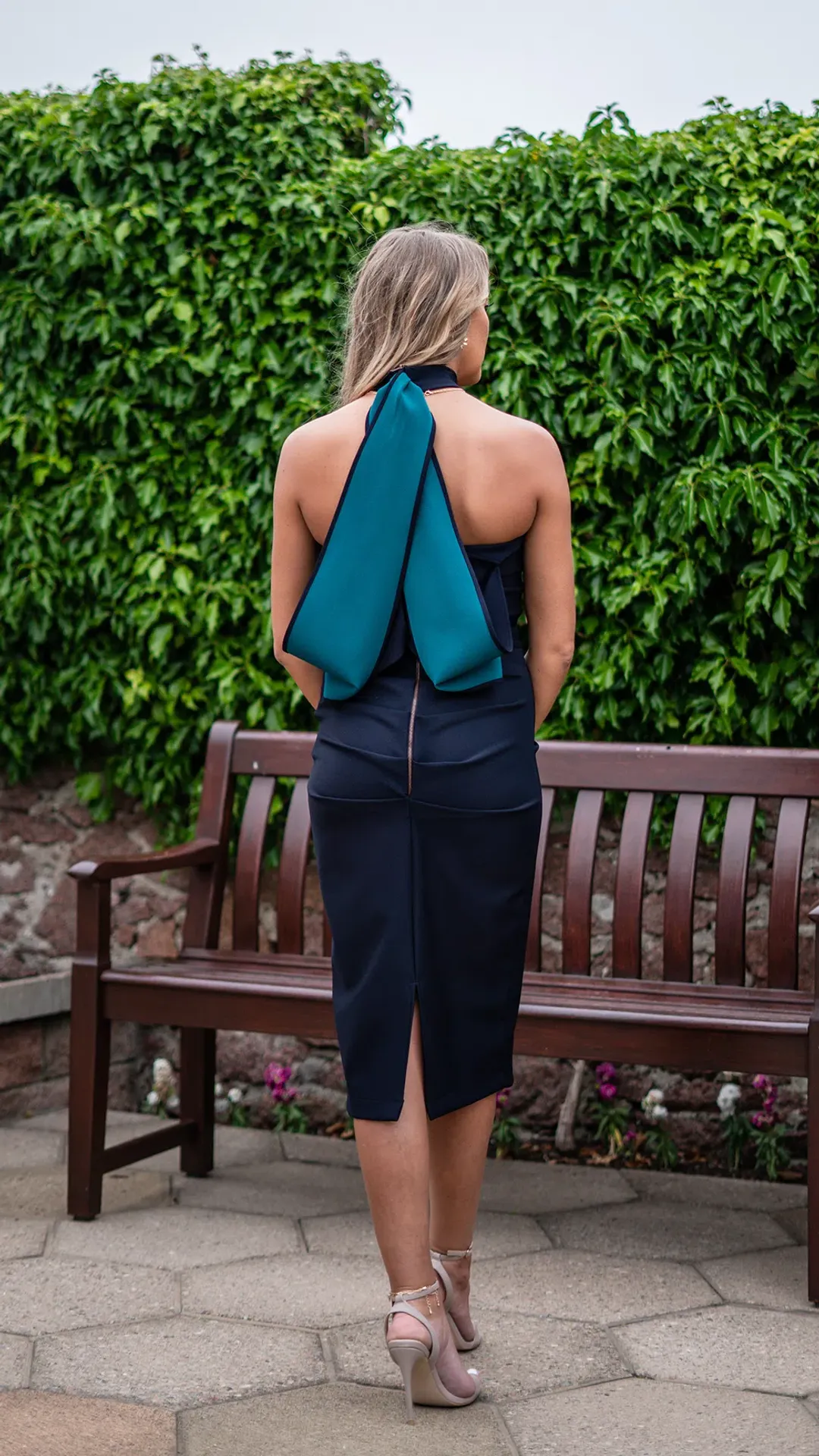 Kevan Jon Akash Midi Dress Navy Size UK 10 for rent on The Volte - main image
