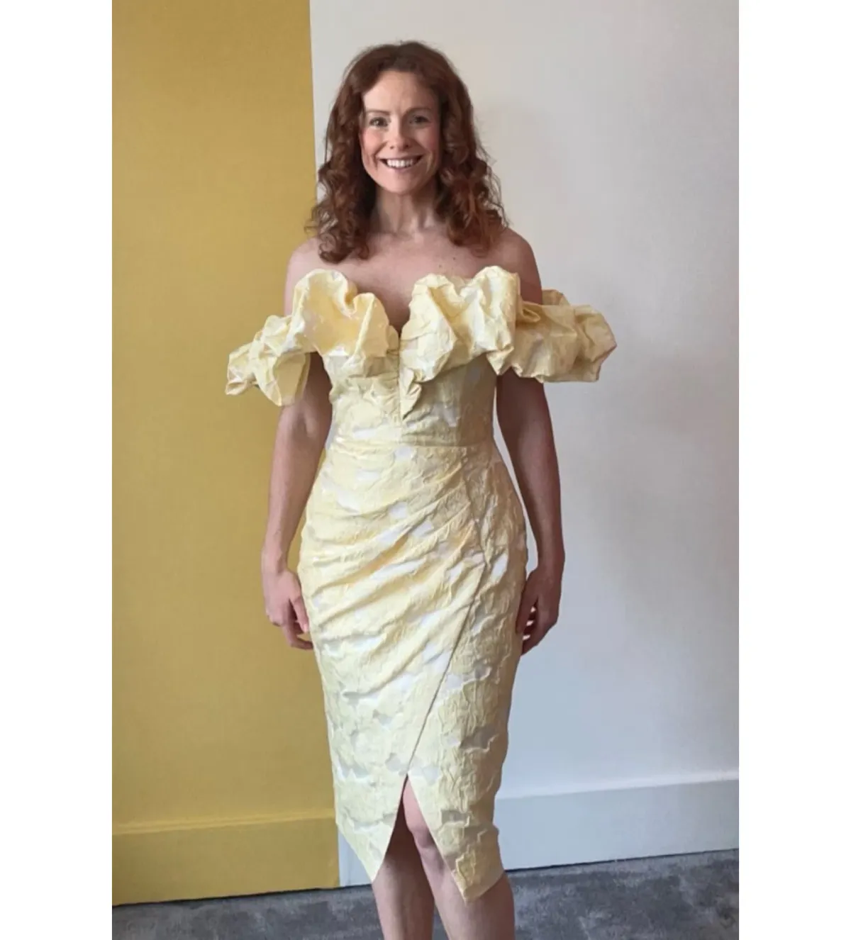 Lavish Alice Katie Rose Midi Dress Yellow Size UK 10 for rent on The Volte - main image