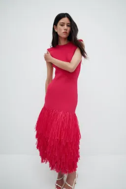 Aje Rushes Raffia Knit Midi Dress for rent on The Volte - image 2