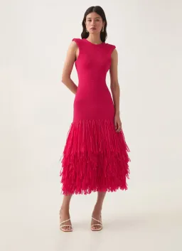 Aje Rushes Raffia Knit Midi Dress for rent on The Volte - image 1